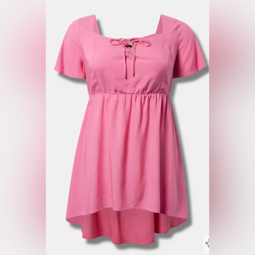 Torrid NWT Babydoll Challis Lace Up Hi Low Top Size 2